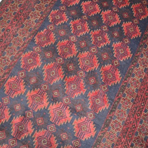 Vintage Area Rug, 4&#39;4x6&#39;8 ft Antique Turkmen Old Sarouk Rug, Afghan Handmade Wool Rug, Baluchi Tribal Bokhara Rug, Living Room, Bedroom Rug