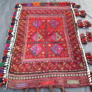 2&#39;3x3&#39;6 ft Vintage Cushion Rug, Home Decor 100% Handmade Afghan Cushion Cover, Bohemian Cushion, Decorative Throw Pillow, Large Cushion Rugs