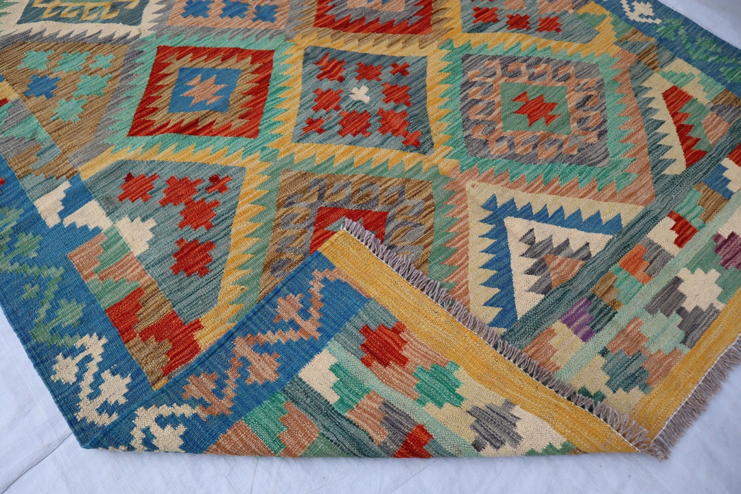 Blue 5x7 Kilim Area Rug/ 6.6 X 5.1 Ft/ Afghan Authentic Etsy