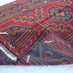 Alfombra étnica baluchi vintage de 3&#39;7 x 6&#39;8 pies, alfombra afgana de lana hecha a mano, alfombra tribal waziri turcomana, alfombra geométrica antigua, alfombra para dormitorio y cocina