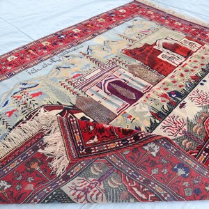 5x6 ft Afghan Pictorial Rug, Afghan Vintage Baluchi Handmade Wool Area Rug, Oriental Turkmen Rug, Kids Room Rug, Wall Hanging Pictorial Rug
