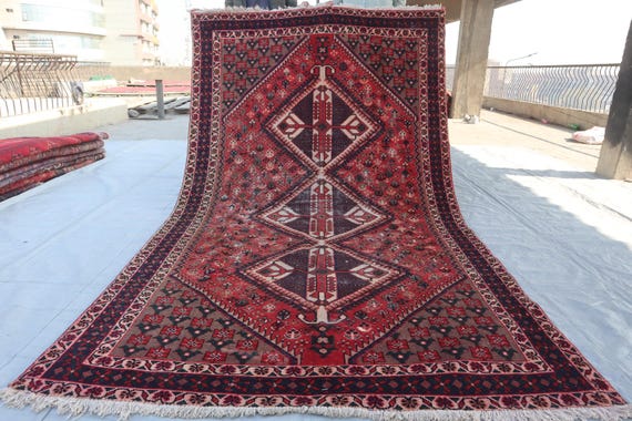 5'5x10 ft Caucasian Antique Rug, Geometric Afghan Tribal Rug, Handmade Fine Wool Rug, Natural Veg Dyes Rug, One of a Kind Rug, Antique Rug