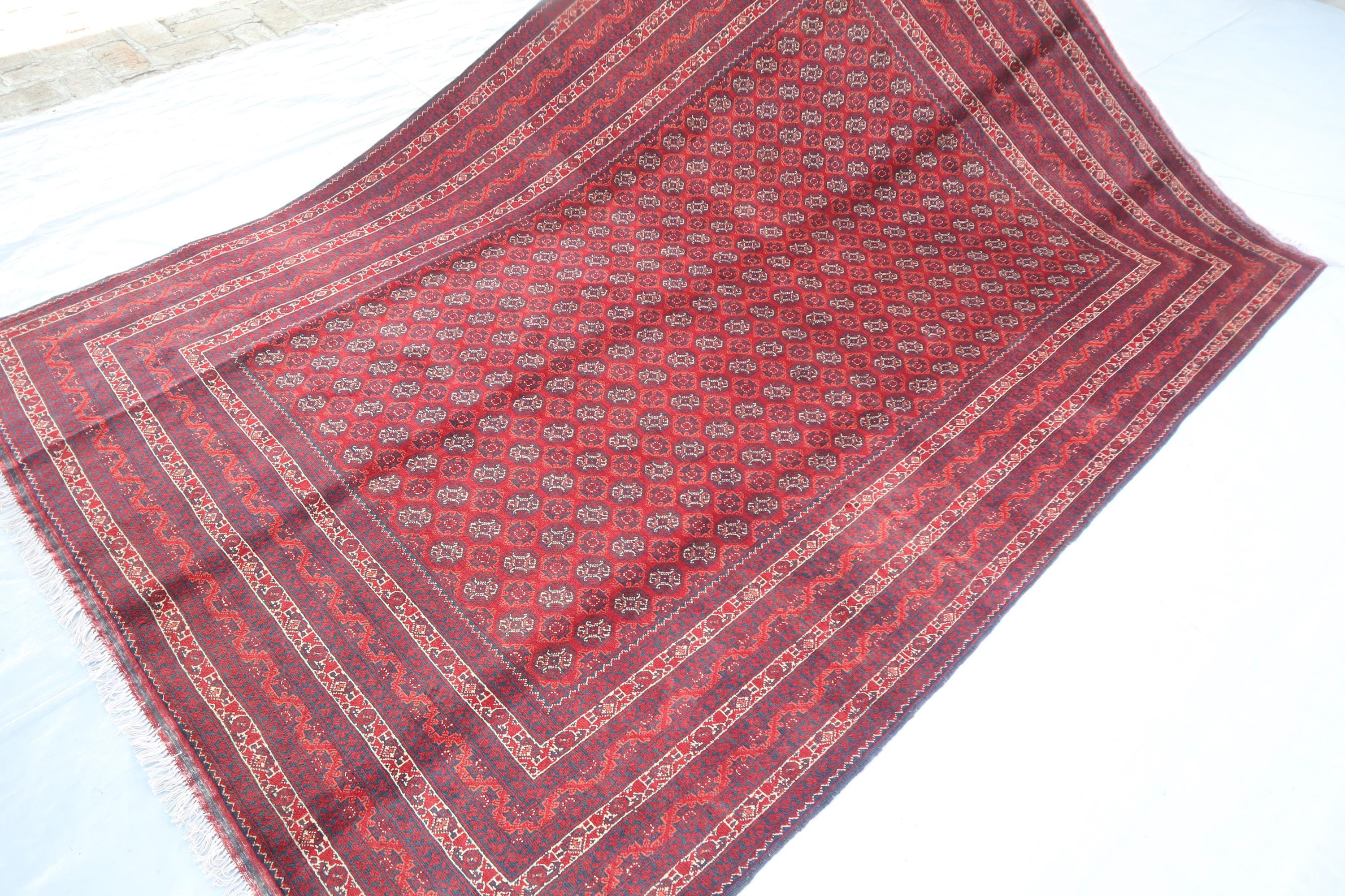 Waziri Rug Large Bokhara Area Rug- 6'4x9'5 Afghan Vintage Rug for Big Halls ...