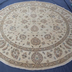 10x10 ft Large Round Rug - Afghan Hand Knotted Wool Area Rug - Collector Piece Wool Rug - Home Decor Rug - Rugs For Living Room - Office Rug