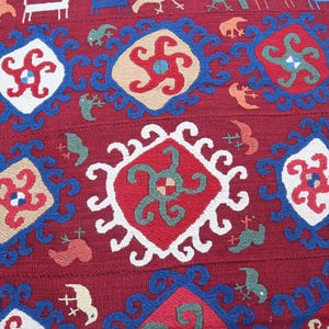 Arazzo Suzani da parete 5'1x5'7 Ft - Decorazione per soggiorno - Copritavolo Suzani ricamato, copriletto fatto a mano, arazzo da parete Suzani colorato immagine 8