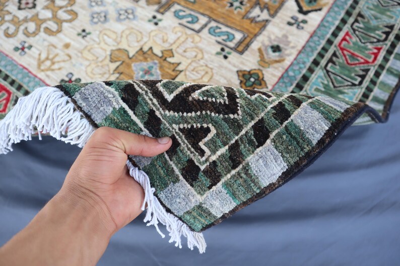 Tappeto afghano extra large 10'5x13 - Tappeto in lana annodato a mano - Tappeto orientale turcomanno Khoja Rushnaye - Tappeto per soggiorno, tappeto per tavolo da pranzo immagine 2