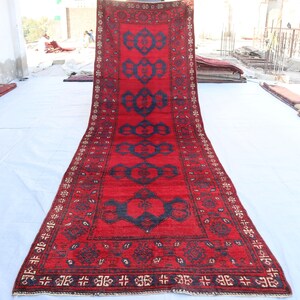 1960s Antique 4x13 ft Bokhara Runner Rug- Afghan Handmade Wool Rug- Oriental Runner Rug- Hallway Runner Rug- Kitchen Runner- Narrow Runner