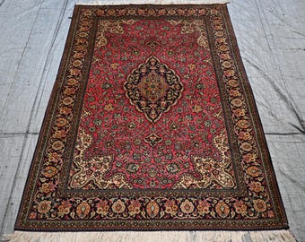 Afghan Rug 4'6x7'4 Caucasian design Rug - Turkmen Medallion Rug - Oriental Area rug - Fine Handmade Wool Bedroom Rug - Living room Carpets