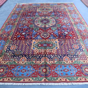 8x12 ft Multicolor Mamlook Area Rug- Afghan Handmade Veg Dyes Wool Rug- Oriental Turkmen Rug- Boho Bohemian Rug- Home Decor Rug- Bedroom Rug