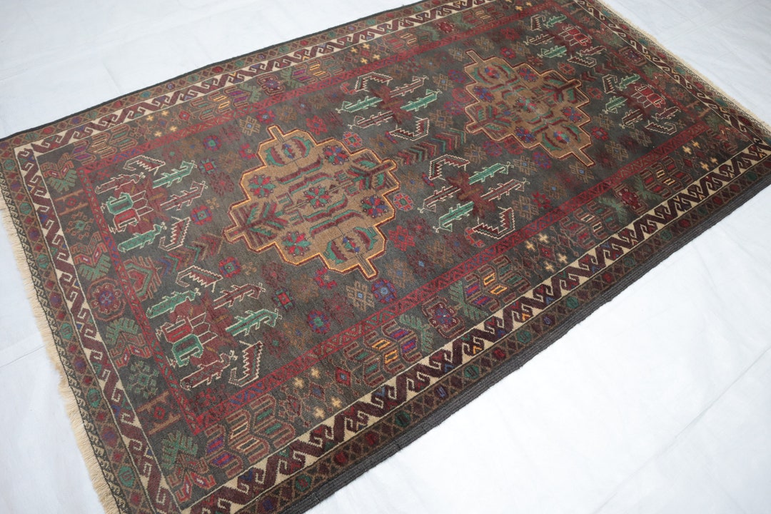 Collectors Piece 3'10x6'7 Ft Vintage Caucasian Rug, Afghan Handmade One ...