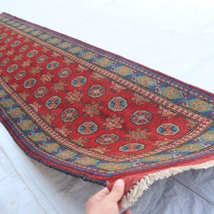 10 ft Runner Rug- Turkmen Bukhara Rug- Handmade Afghan Wool Rug- Organic Dyes Hallway Runner rug- Oriental Rug 80x305 cm Runner Rug- Bedroom