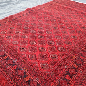 4x6 Tribal Vintage Bukhara Rug, Afghan Handmade Wool Rug, Oriental Geometric, Turkmen Geometric Rug, Handmade Wool Rug, One of a Kind carpet