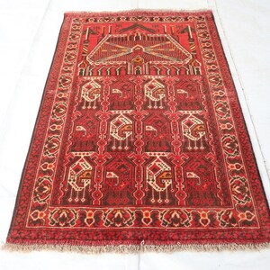 3x4 ft Baluchi Handmade Prayer Rug, Fine Quality Vintage Afghan Spiritual Rug, Prayer Mat Rug, High Pile Natural veg dyes Wool Prayer Carpet
