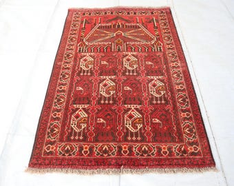 3x4 ft Baluchi Handmade Prayer Rug, Fine Quality Vintage Afghan Spiritual Rug, Prayer Mat Rug, High Pile Natural veg dyes Wool Prayer Carpet