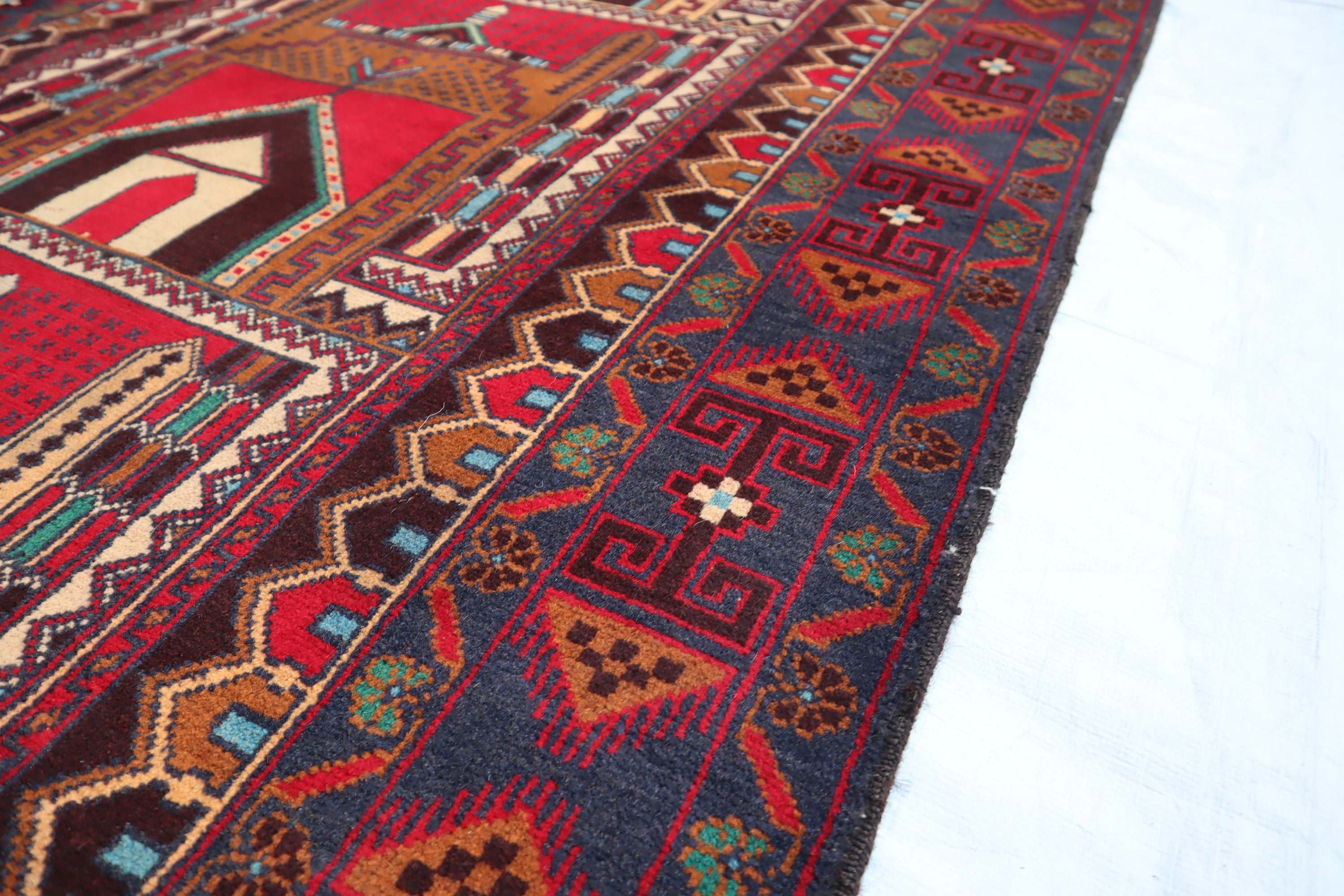 1920s Antique Caucasian Rug- Afghan Handmade Low Pile Faded Vintage ...
