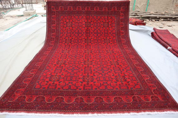Large Afghan rug, Custom Size, High Quality Handmade Afghan Large Red Area Rug, Turkmen Tribal Rug, Living Room, Afghan Rug, Living Room Rug