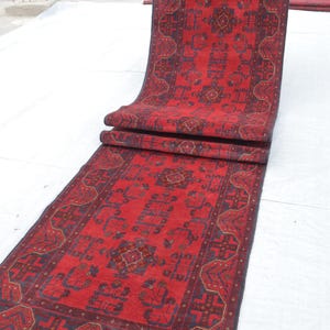 Custom Size Runner, Afghan Tribal Bokhara Long Red Runner Rug, Turkmen Handmade Wool Rug, Stair Treads Runner Carpet, Rug for Hallway Runner