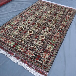 Tappeto afgano 3'4x5'4 ft Bokhara Rug - Tappeto in lana fatto a mano - Tappeto tradizionale turkmeno - Tappeto in lana al 100%, pezzo da collezione, tappeto zerbino, cucina