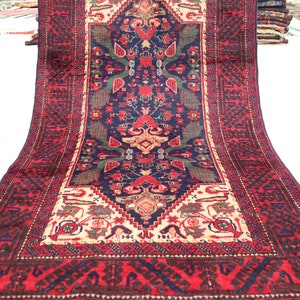 Antique Turkmen Geometric Baluchi Rug 3&#39;4x5&#39;10 ft Afghan Handmade Wool Rug, Pictorial Vintage Rug Oriental Area Rug, Rug for Bedroom, Office