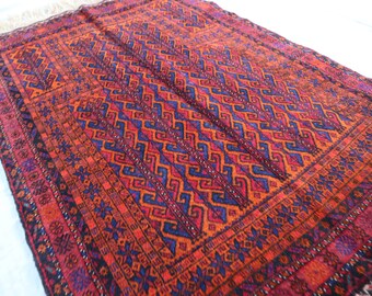 1940年代アンティーク祈祷用ラグ 3x5 アフガニスタン製ハンドメイド