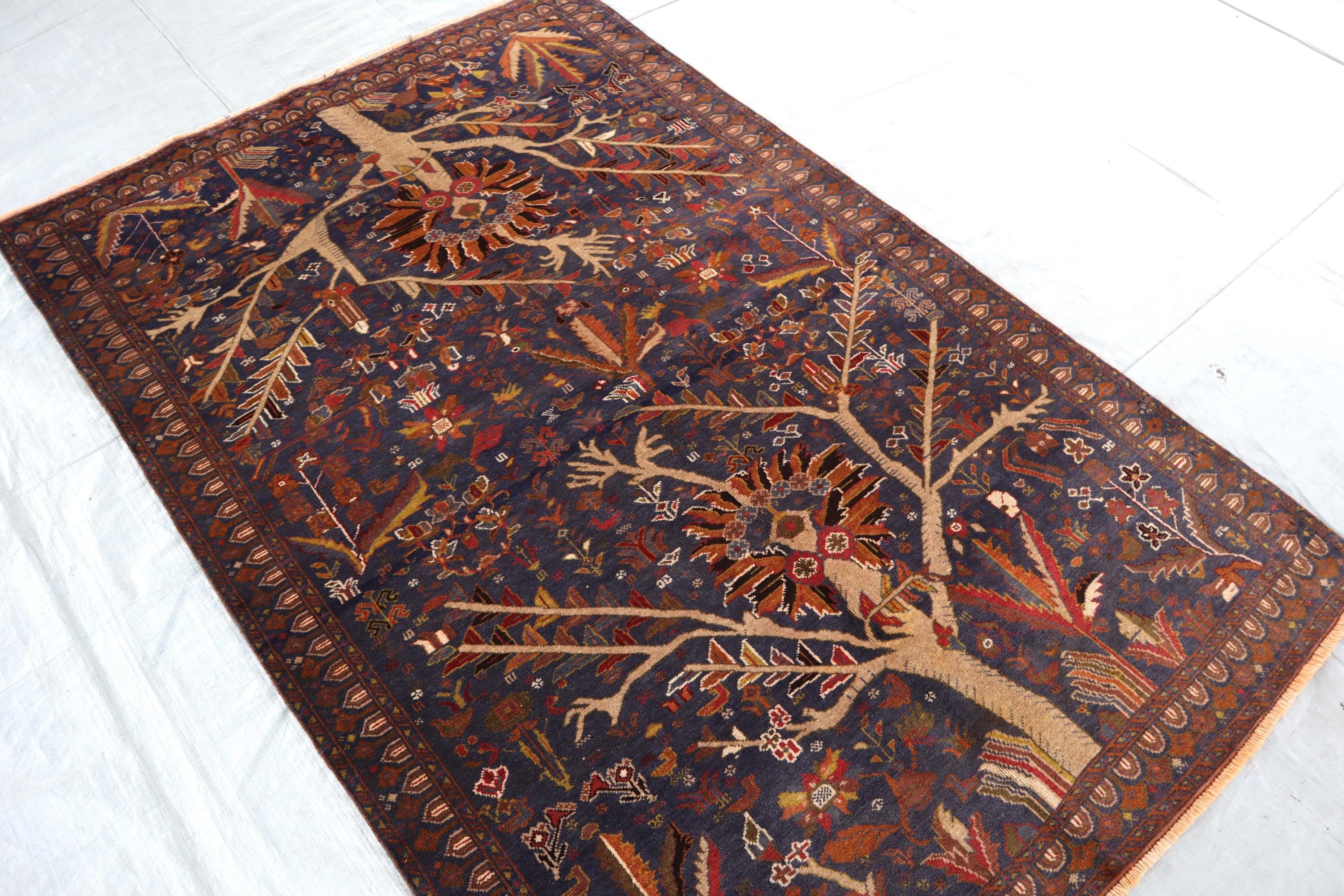 Tgc Rug COLLECTOR' PIECE Antique Handmade Tree of Life Art Home Decor Rug ...