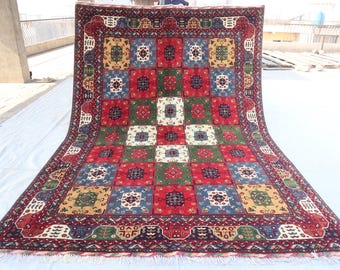 Large Afghan Rug 6.8x10, Handmade Afghan Soft Wool Rug, Turkmen Oriental Rug, Big Hall Rug, Oriental Rug, living room Rug, 7x10 Afghan Rug