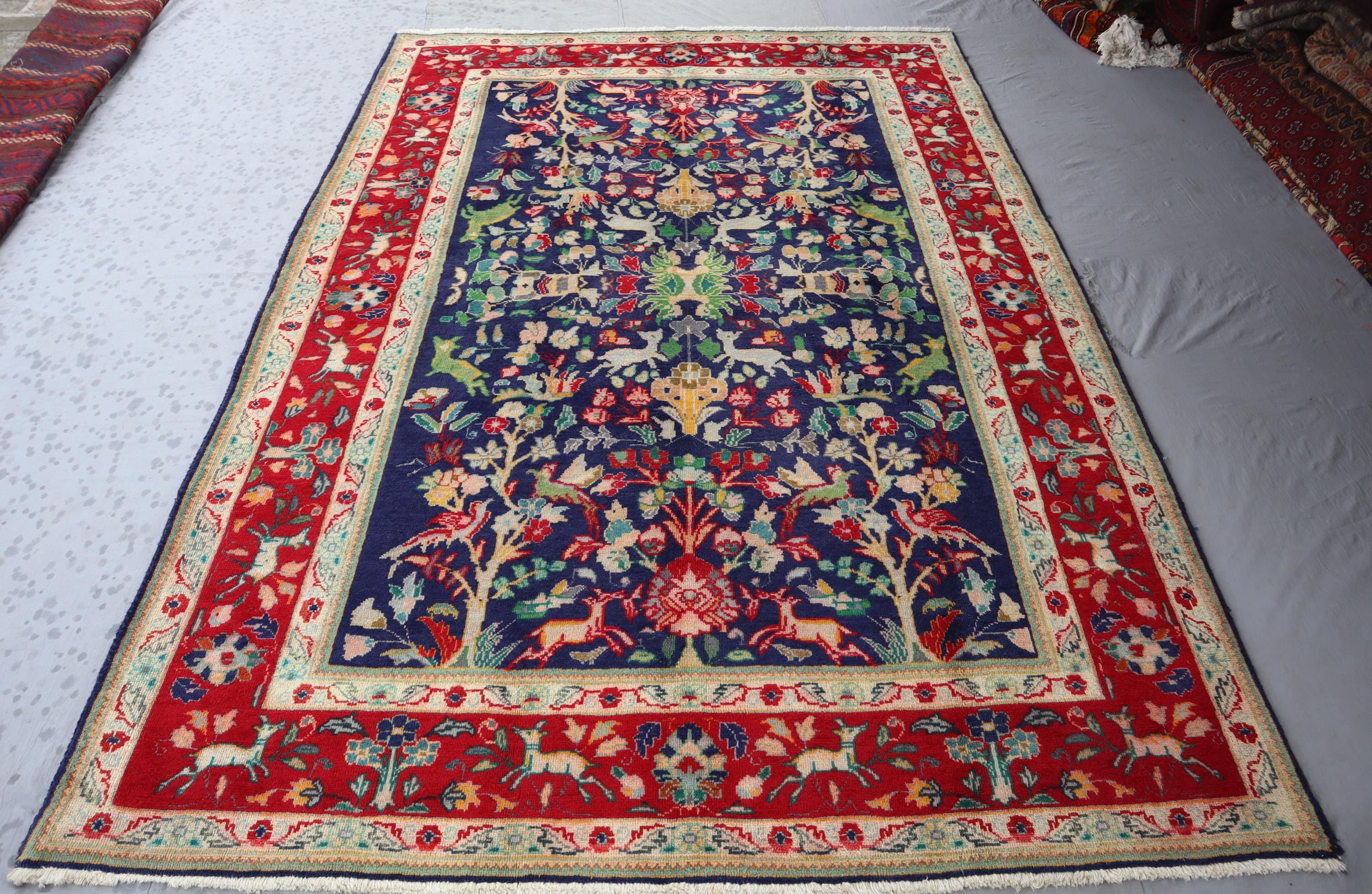 Vintage Afghan Pictorial Rug - Etsy