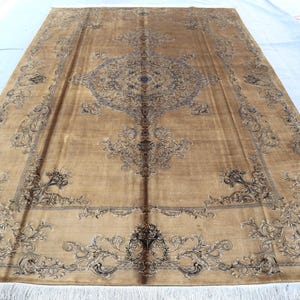 7x10 ft Brown Silk Rug Afghan Handmade Silk Rug, Brown Silk Rug, Turkish Boho Silk Rug, Oriental Area Rug, Tribal Afghan Rug Living Room Rug