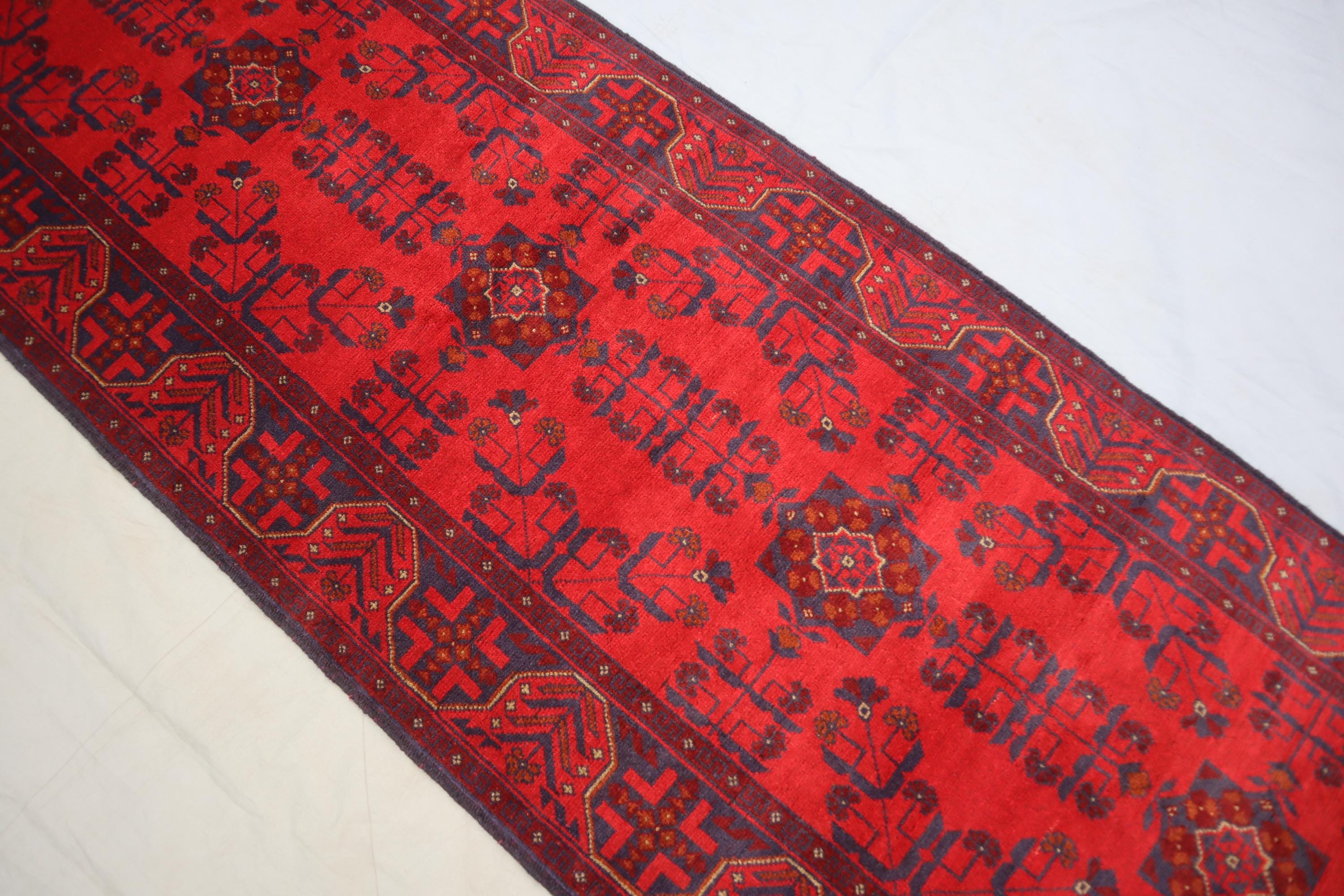 Custom Size Runner, Afghan Tribal Bokhara Long Red Runner Rug, Turkmen ...