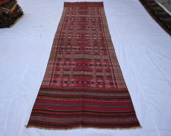 3'9x13'9 Runner Rug/ Handmade Vintage Rug/ Mashwani Berjesta design Oriental Rug/ Afghan Tekke Turkmen Antique Hallway runner Kitchen Runner