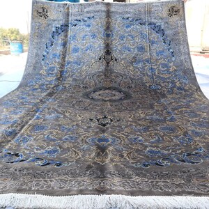 7x10 ft Handmade Silk Area Rug Afghan Hand-Knotted Wool Area Rug, Rugs For Living Room, Tribal Turkmen Rug, Vintage Area Rug Living Room Rug