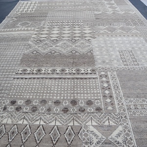 10x14 ft Large Afghan Gabbeh Rug - Turkoman Hand-Knotted Wool Area Rug - Natural Veg dyes Wool Rug - Beige Brown Wool Area Rug - Bedroom Rug