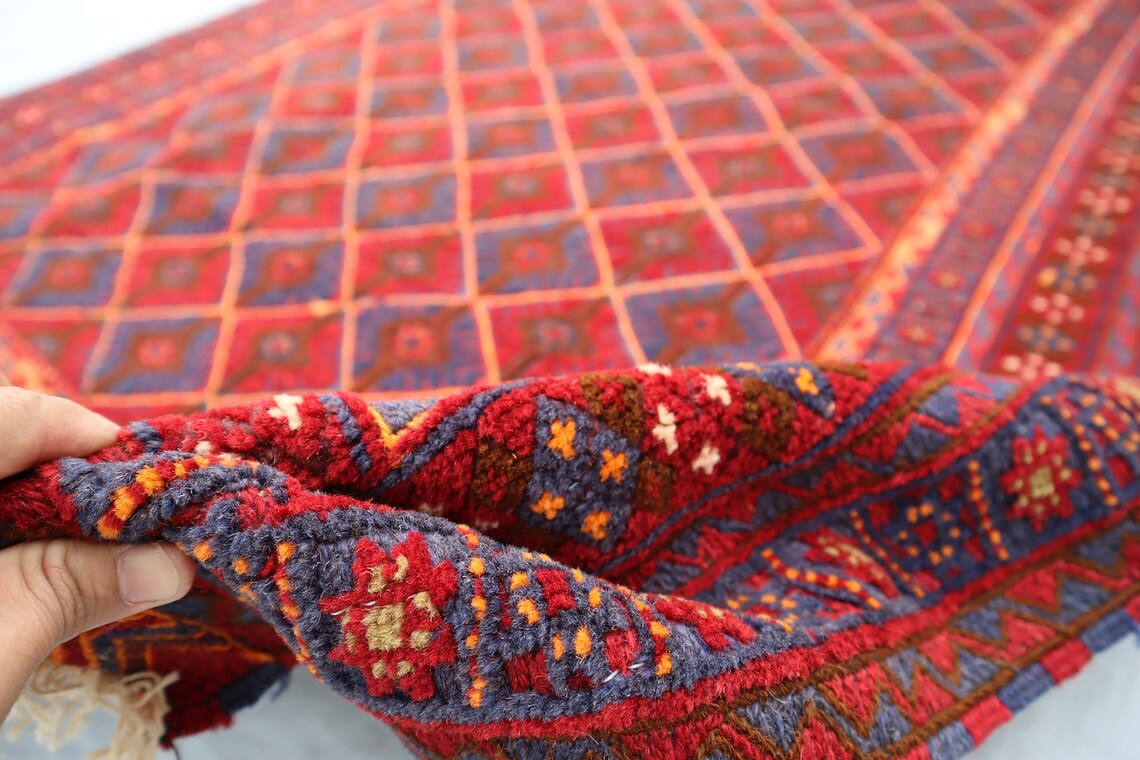 9x6 Rugs 4'9x6'9 Ft, Large Afghan Area Rug, High Pile Hand-woven Mushwani Area ...