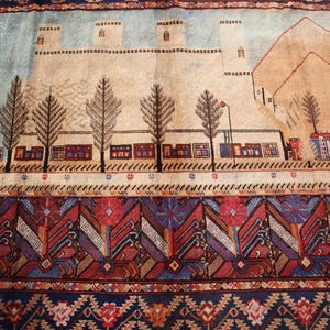5x6 Antique Faded Rug, Afghan Handmade Wool Area Rug, Tree of Life Baluchi Rug, High Pile Vintage Rug, floral Geometric Rug, Tribal Carpet