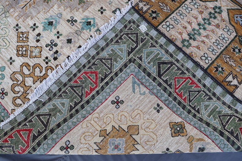 Tappeto afghano extra large 10'5x13 - Tappeto in lana annodato a mano - Tappeto orientale turcomanno Khoja Rushnaye - Tappeto per soggiorno, tappeto per tavolo da pranzo immagine 6