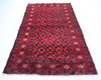 4x6 ft fine Quality Vintage Balochi Rug, Hand Knotted Soft wool Afghan rug, Geometric Antique Rug, Collectibles Rug, Caucasian Old Style rug
