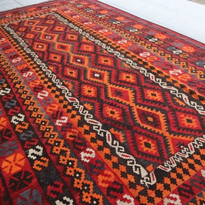 Large Antique Kilim Rug 9x15 ft Handmade Wool Rug/ Vintage Rug/ Oriental Rug/ Authentic Genuine Rug/ Turkmen Ghalmori Kilim Rug/ Red Kilim