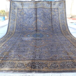 7x10 ft Oriental Silk Rug, Handmade Afghan Wool Area Rug, Tribal Turkmen Rug, Rugs For Bedroom, Oriental Area Rug, Dining Room Rug, Kitchen