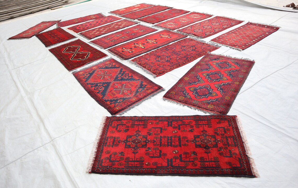 Used Rugs Small 2x3 Ft Afghan Handmade Floor Mat Rug- Set of Bukhara Door Mate Rugs ...