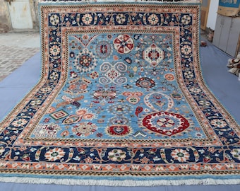 Afghan Gabbeh Rug 8x10 ft Turkmen Handmade Rug/ Collectors Piece Carpet/ Modern Gabbeh Rug/ 253x305 cm Rug/ Palace Size Rug/ Farmhouse Rug