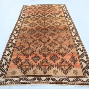 5x8 ft Antique Burgundy Afghan Handmade Wool Rug - Faded Red Brown Carpet - Oriental Baluch Turkmen Rug - Living Room Rug - Kids Room Carpet