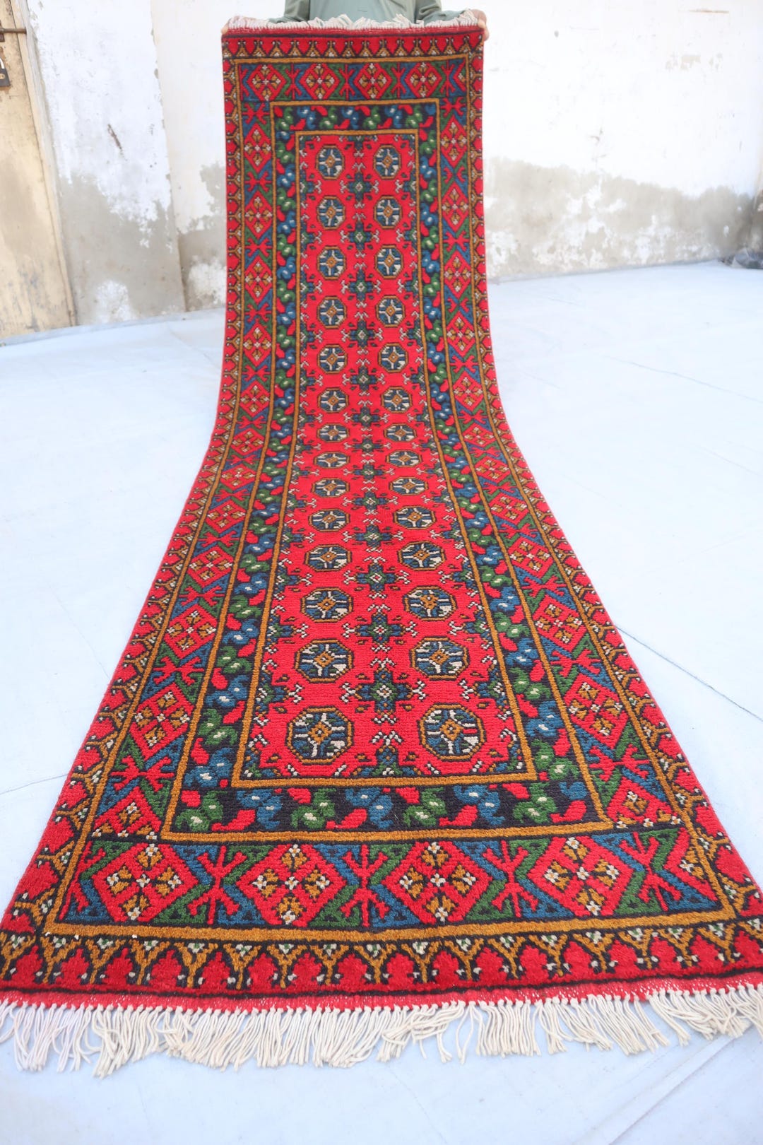 10 Ft Afghan Runner Rug, Bukhara Runner, Hallway Rug, 2.6x9.6 Ft ...