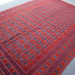 7x10 ft Large Mishwani Kilim Rug/ Handmade Afghan Vintage Kilim Rug/ Geometric Authentic Rug/ Tribal Turkmen Rug, Handmade Wool Rug/ Bedroom