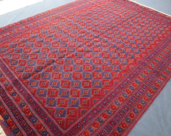 7 x 10 ft groot Mishwani-kelimtapijt/handgemaakt Afghaans vintage kelimtapijt/geometrische authentiek tapijt/Turkmeense tribale tapijten, handgemaakt wollen tapijt/slaapkamer