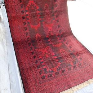 3&#39;10x6&#39;6 ft Vintage Afghan Maldari Baluchi Rug, Soft Pile 1960s Antique Rug- Handmade Wool Turkmen Tribal Area rug- Living Room- Bedroom Rug