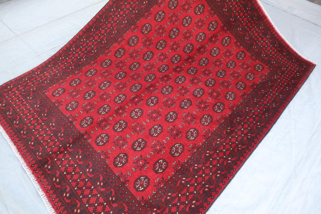 6x8 Ft Bokhara Area Rug - Red Afghan Hand Knotted Veg Dyes Plush Wool ...