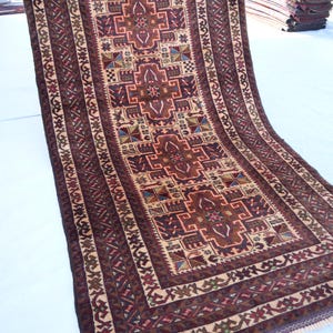 4x7 Antique Afghan Maldari Baluchi Rug, Turkmen Tribal Vintage Rug, Handmade Area Rug, Living Room Rug, Oriental Afghan Rug, Living Room rug