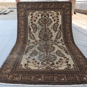 4x6&#39;5 ft Antique 1930s Caucasian Rug - Handmade Wool Rug - Oriental Turkmen Tribal Rug - 100% Wool Rug - Faded Muted Distressed Rug, Kitchen