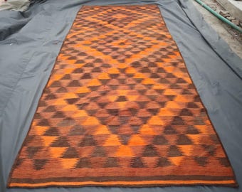 12 ft Runner Rug, Afghan Handmade Kilim Wool Rug, Multicolor Veg dyes Flatweave Rug, Antique Oriental Runner, Hallway Runner, Kitchen Runner