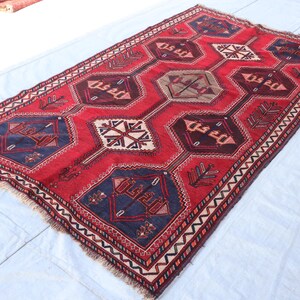 Antique 1940&#39;s Caucasian Rug, Handmade Rug, Low Pile Wool Rug, Rust Red Faded Tribal Afghan Rug, Oriental Rug, 5&#39;3x9&#39;3 ft, Bedroom Area Rug